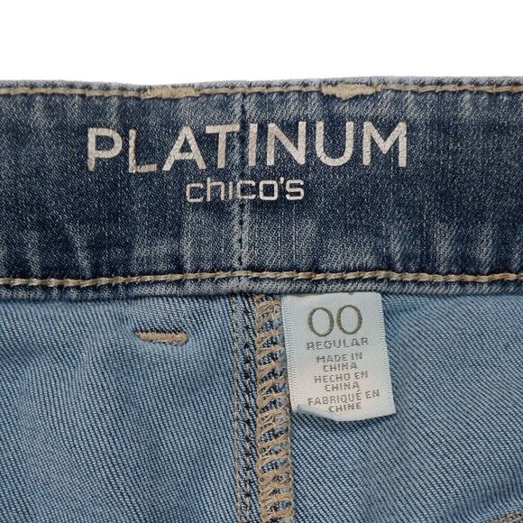 Chicos Slim Leg Jeans Size 00 (2) Womens Medium Wash Blue Denim Stretch 27x26 - Picture 7 of 13